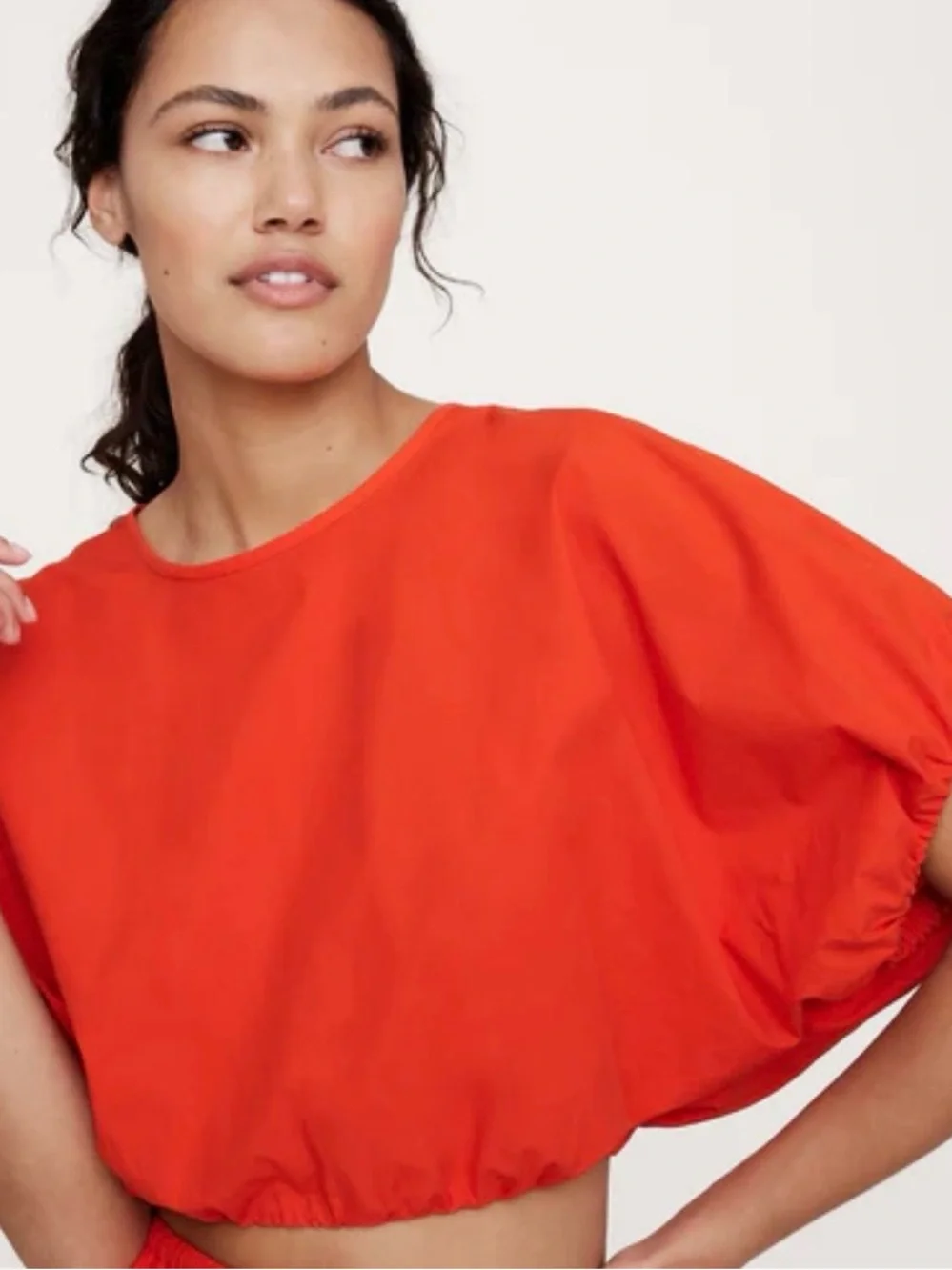 BANANA REPUBLIC Bright Orange Balloon-Sleeve Crop Top NWT